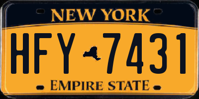 NY license plate HFY7431
