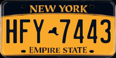 NY license plate HFY7443