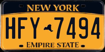 NY license plate HFY7494