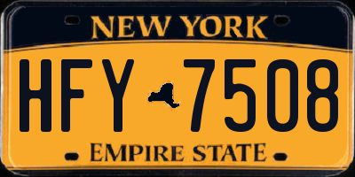 NY license plate HFY7508