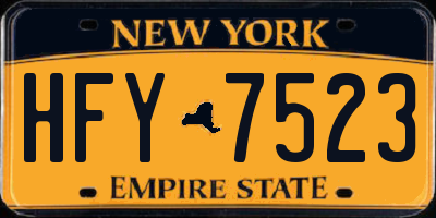 NY license plate HFY7523