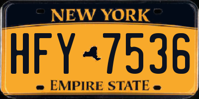 NY license plate HFY7536