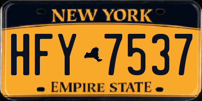 NY license plate HFY7537