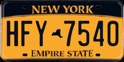 NY license plate HFY7540