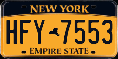 NY license plate HFY7553