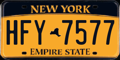NY license plate HFY7577