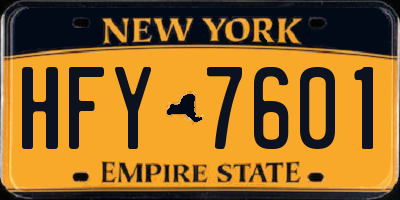 NY license plate HFY7601