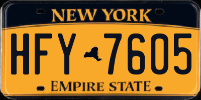 NY license plate HFY7605