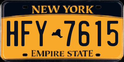 NY license plate HFY7615