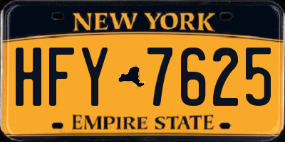 NY license plate HFY7625