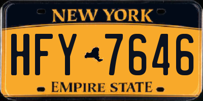 NY license plate HFY7646