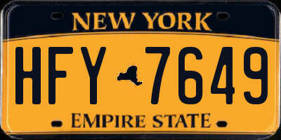 NY license plate HFY7649