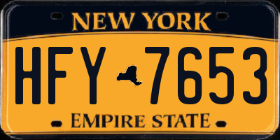 NY license plate HFY7653
