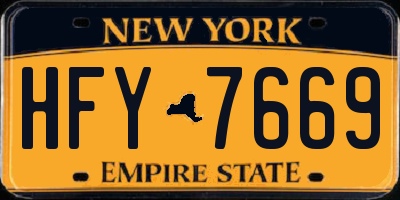 NY license plate HFY7669