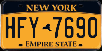 NY license plate HFY7690