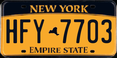 NY license plate HFY7703