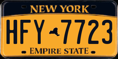 NY license plate HFY7723