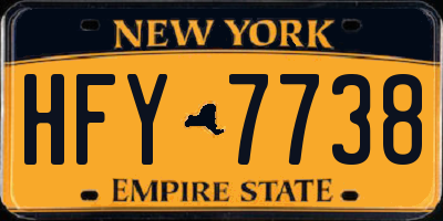 NY license plate HFY7738