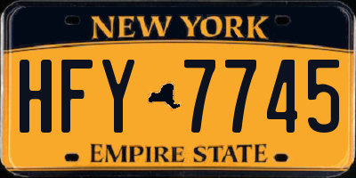 NY license plate HFY7745