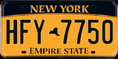 NY license plate HFY7750