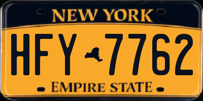 NY license plate HFY7762