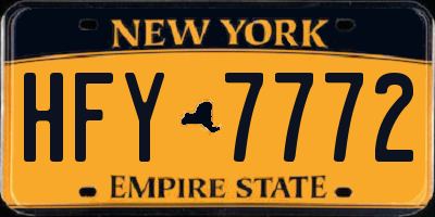 NY license plate HFY7772