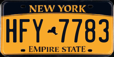 NY license plate HFY7783