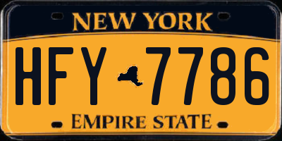 NY license plate HFY7786