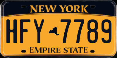 NY license plate HFY7789