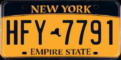 NY license plate HFY7791