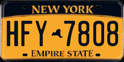 NY license plate HFY7808
