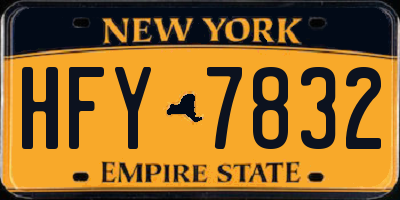 NY license plate HFY7832
