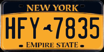 NY license plate HFY7835