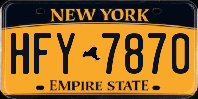 NY license plate HFY7870