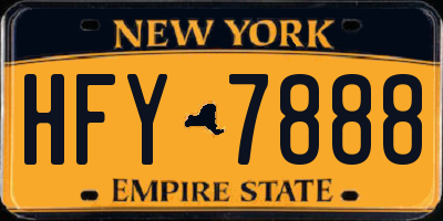 NY license plate HFY7888