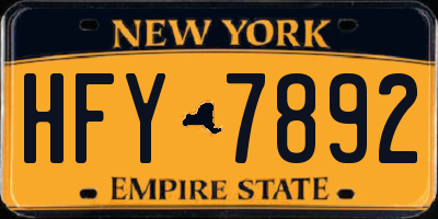 NY license plate HFY7892