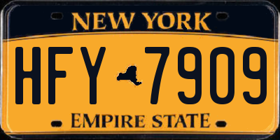 NY license plate HFY7909