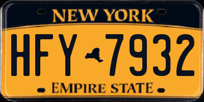 NY license plate HFY7932