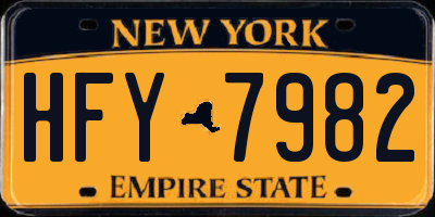 NY license plate HFY7982
