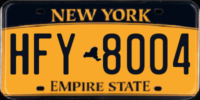 NY license plate HFY8004