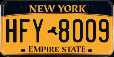 NY license plate HFY8009