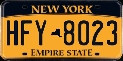 NY license plate HFY8023