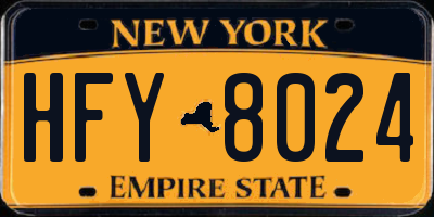 NY license plate HFY8024