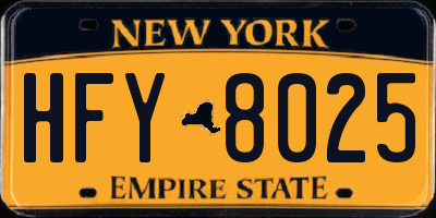 NY license plate HFY8025
