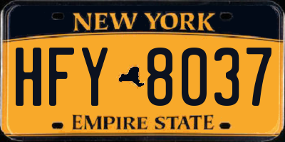 NY license plate HFY8037