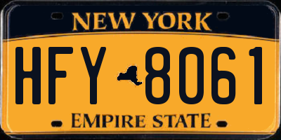 NY license plate HFY8061