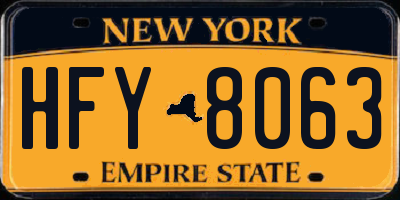 NY license plate HFY8063