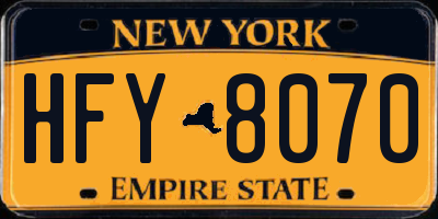 NY license plate HFY8070