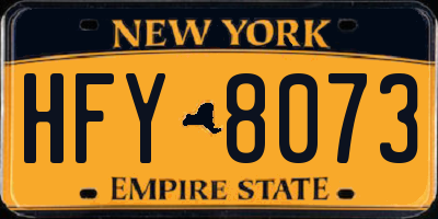 NY license plate HFY8073