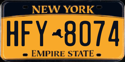 NY license plate HFY8074